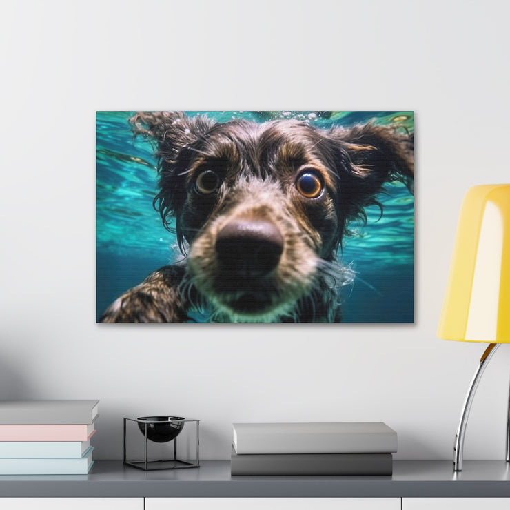 Terreir Dog face in Water Canvas Gallery Wraps