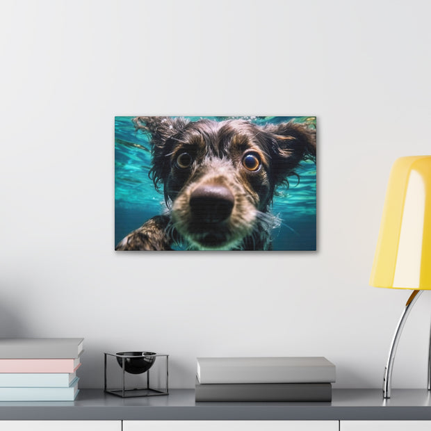 Terreir Dog face in Water Canvas Gallery Wraps