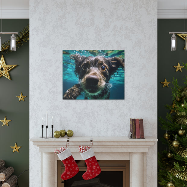 Terreir Dog face in Water Canvas Gallery Wraps