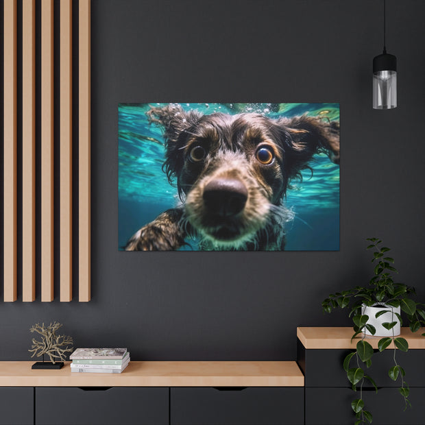 Terreir Dog face in Water Canvas Gallery Wraps