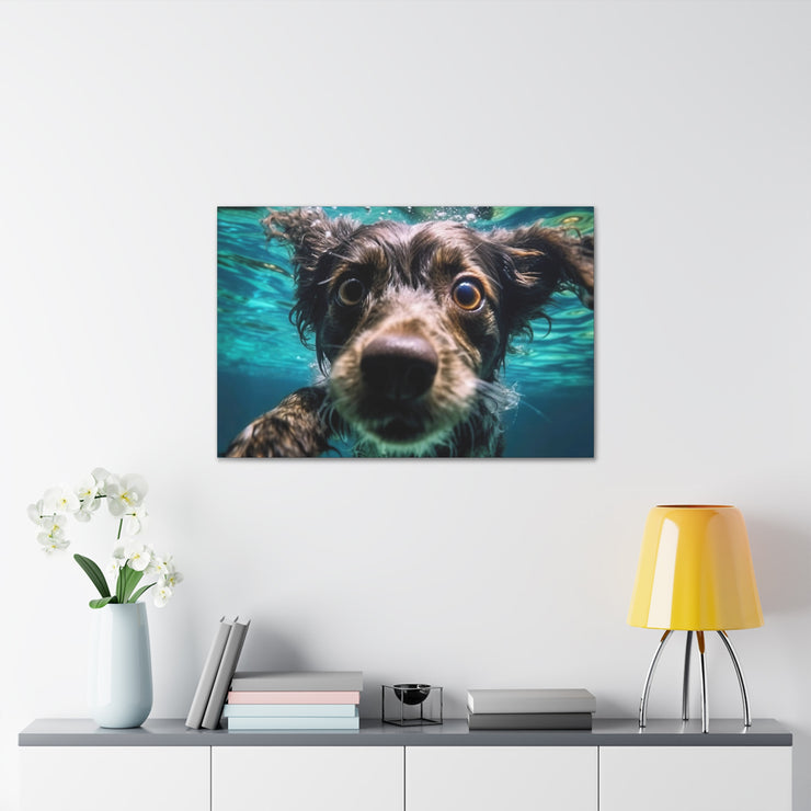 Terreir Dog face in Water Canvas Gallery Wraps