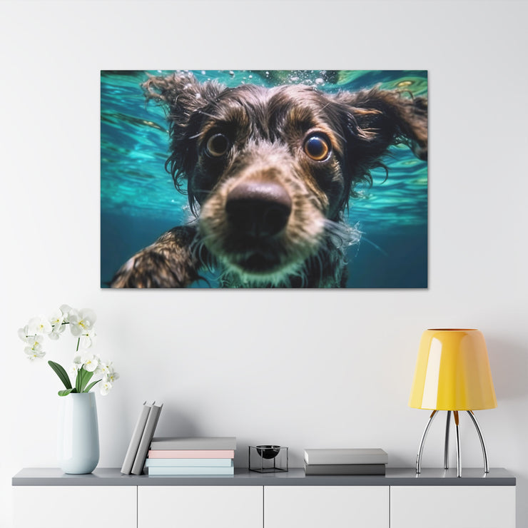 Terreir Dog face in Water Canvas Gallery Wraps