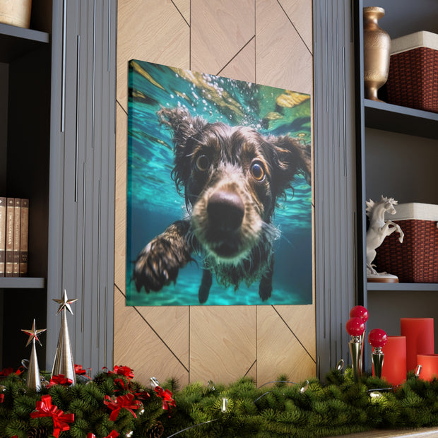 Terreir Dog face in Water Canvas Gallery Wraps