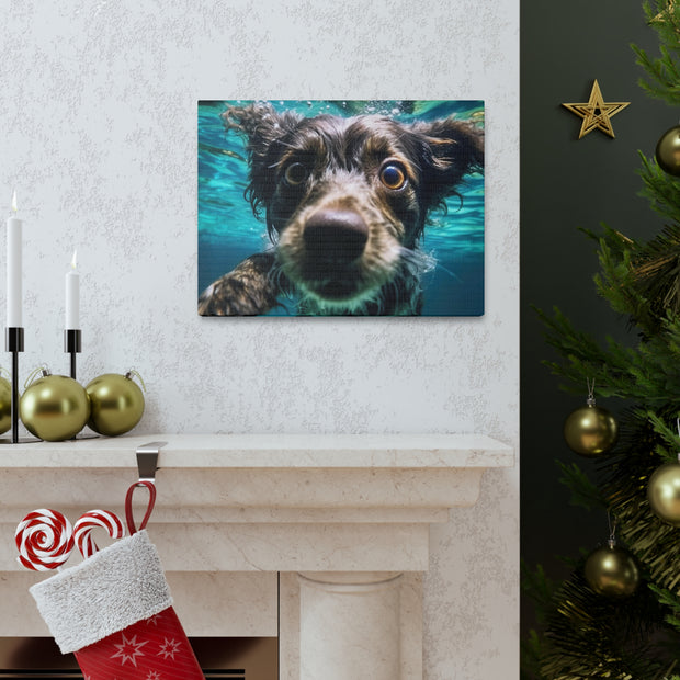 Terreir Dog face in Water Canvas Gallery Wraps