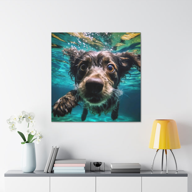 Terreir Dog face in Water Canvas Gallery Wraps