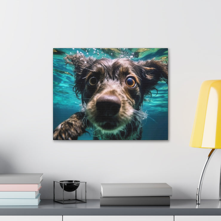 Terreir Dog face in Water Canvas Gallery Wraps