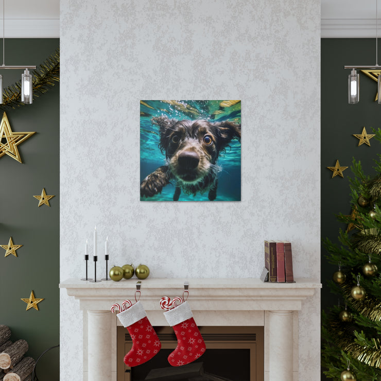 Terreir Dog face in Water Canvas Gallery Wraps