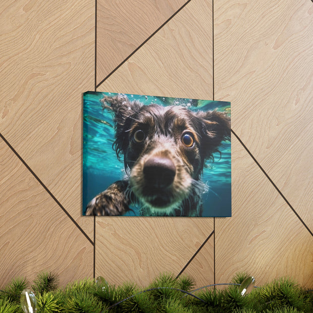 Terreir Dog face in Water Canvas Gallery Wraps